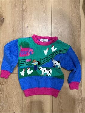 Vintage Celebration Farm Scene Knit Sweater